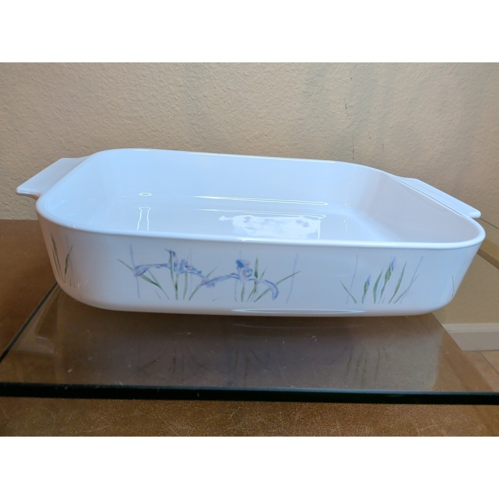 Vintage Corningware Shadow Iris A-21-B Lasagna Pan Rectangular Open Roaster 12.5 - Picture 5 of 10